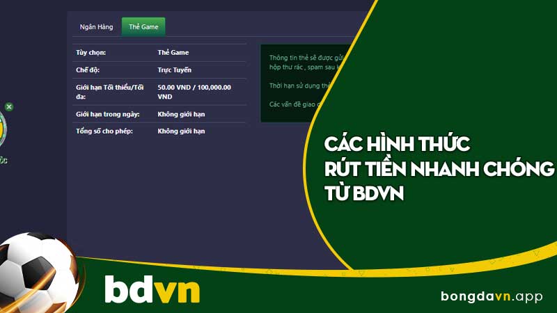 Các hình thức rút tiền nhanh chóng từ BDVN